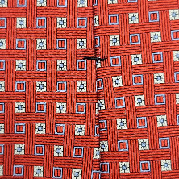 Brooks Brothers Makers USA Made Red White Blue Geometric Jacquard Silk Tie 58.5" - Picture 6 of 6